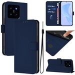 Per Xiaomi 14 Custodia in pelle tinta unita con cordino (blu navy)