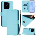 Per Xiaomi 14 Custodia in pelle tinta unita con cordino (blu cielo)