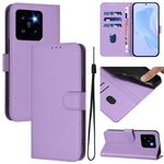 For Xiaomi 14 Pro 5G Global Skin Feel Solid Color Leather Phone Case with Lanyard(Lavender Purple)