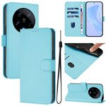 Per Xiaomi 14 Ultra 5G Custodia per telefono in pelle tinta unita con cordino (blu cielo)