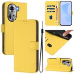 Per OPPO Reno11 5G Custodia per telefono in pelle tinta unita con cordino Global Skin Feel (giallo limone)