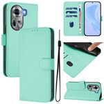 Per OPPO Reno11 5G Custodia per telefono in pelle tinta unita con cordino Global Skin Feel (verde menta)