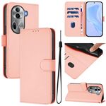 Per OPPO Reno11 Pro 5G Custodia per telefono in pelle tinta unita con cordino (rosa)