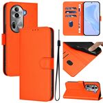 Per OPPO Reno11 Pro 5G Custodia per telefono in pelle tinta unita con cordino (arancione)