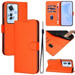 Per OPPO Reno11 F 5G Custodia per telefono in pelle tinta unita con cordino (arancione)