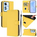 Per OPPO Reno11 F 5G Custodia per telefono in pelle tinta unita con cordino (giallo limone)