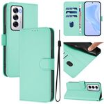 Per OPPO Reno12 5G Custodia per telefono in pelle tinta unita con cordino Global Skin Feel (verde menta)