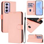 Per OPPO Reno12 Pro 5G Custodia per telefono in pelle tinta unita con cordino (rosa)