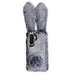 Per Samsung Galaxy S24 FE 5G Custodia per telefono in TPU con simpatico coniglio di peluche (grigio scuro)