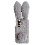 Per Samsung Galaxy S24 FE 5G Custodia per telefono in TPU con simpatico coniglietto di peluche (grigio chiaro)
