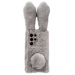 Per Samsung Galaxy S24 Ultra 5G Custodia per telefono in TPU con simpatico coniglietto di peluche (grigio chiaro)