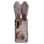 Per Samsung Galaxy S24 5G Custodia per telefono in TPU con simpatico coniglietto di peluche (marrone)