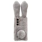 Per Samsung Galaxy S23 5G Custodia per telefono in TPU con simpatico coniglietto di peluche (grigio chiaro)