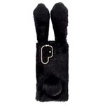 Per Samsung Galaxy S22 Ultra 5G Custodia per telefono in TPU con simpatico coniglietto di peluche (nero)