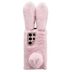 Per Samsung Galaxy S22 Ultra 5G Custodia per telefono in TPU con simpatico coniglio di peluche (rosa)
