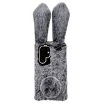 Per Samsung Galaxy S22 Ultra 5G Custodia per telefono in TPU con simpatico coniglio di peluche (grigio scuro)