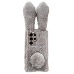Per Samsung Galaxy S22 Ultra 5G Custodia per telefono in TPU con simpatico coniglietto di peluche (grigio chiaro)
