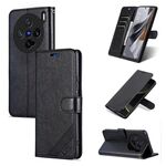Per vivo X200 Pro mini AZNS Custodia in pelle con texture in pelle di pecora Flip Phone Case (Nero)