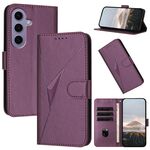 Per Samsung Galaxy S24 5G Custodia in pelle con fibbia a motivo triangolare (viola scuro)