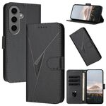 Per Samsung Galaxy S24+ 5G Custodia in pelle con fibbia a motivo triangolare (nero)