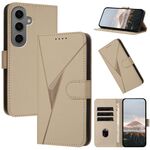 Per Samsung Galaxy S24+ 5G Custodia in pelle con fibbia a motivo triangolare (oro)