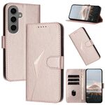 Per Samsung Galaxy S24+ 5G Custodia in pelle con fibbia a motivo triangolare (oro rosa)