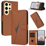 Per Samsung Galaxy S24 Ultra 5G Custodia in pelle con fibbia a motivo triangolare (marrone)