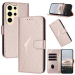 Per Samsung Galaxy S24 Ultra 5G Custodia in pelle con fibbia a motivo triangolare (oro rosa)