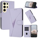 Per Samsung Galaxy S24 Ultra 5G Custodia in pelle con fibbia a motivo triangolare (viola chiaro)