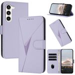 Per Samsung Galaxy S23 5G Custodia in pelle con fibbia a motivo triangolare (viola chiaro)