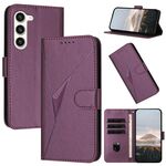 Per Samsung Galaxy S23+ 5G Custodia in pelle con fibbia a motivo triangolare (viola scuro)