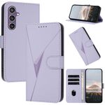 Per Samsung Galaxy S23 FE 5G Custodia in pelle con fibbia a motivo triangolare (viola chiaro)