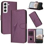 Per Samsung Galaxy S22 5G Custodia in pelle con fibbia a motivo triangolare (viola scuro)