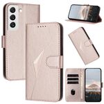 Per Samsung Galaxy S22 5G Custodia in pelle con fibbia a motivo triangolare (oro rosa)
