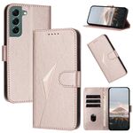 Per Samsung Galaxy S22+ 5G Custodia in pelle con fibbia a motivo triangolare (oro rosa)