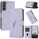 Per Samsung Galaxy S22+ 5G Custodia in pelle con fibbia a motivo triangolare (viola chiaro)