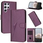 Per Samsung Galaxy S22 Ultra 5G Custodia in pelle con fibbia a motivo triangolare (viola scuro)