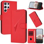 Per Samsung Galaxy S22 Ultra 5G Custodia in pelle con fibbia a motivo triangolare (rosso)