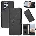 Per Samsung Galaxy S22 Ultra 5G Custodia in pelle con fibbia a motivo triangolare (nero)