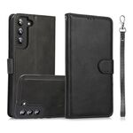 Per Samsung Galaxy S22+ 5G Custodia in pelle con retro magnetico staccabile 2 in 1 in pelle di vitello (nero)