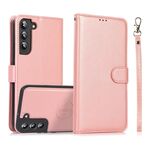 Per Samsung Galaxy S22+ 5G Custodia in pelle con retro magnetico staccabile 2 in 1 in pelle di vitello (oro rosa)