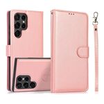 Per Samsung Galaxy S22 Ultra 5G Custodia in pelle con retro magnetico staccabile 2 in 1 in pelle di vitello (oro rosa)