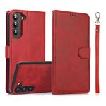 Per Samsung Galaxy S23+ 5G Custodia in pelle con retro magnetico staccabile 2 in 1 in pelle di vitello (rosso)