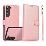 Per Samsung Galaxy S23+ 5G Custodia in pelle con retro magnetico staccabile 2 in 1 con texture in vitello (oro rosa)