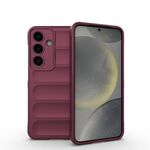 Per Samsung Galaxy S25 5G Magic Shield TPU + custodia in flanella (rosso vino)