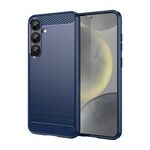 Per Samsung Galaxy S25+ 5G Custodia per telefono in TPU con texture spazzolata in fibra di carbonio (blu)