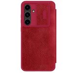 Per Samsung Galaxy S24 FE 5G NILLKIN QIN Series Pro Custodia per fotocamera scorrevole in pelle (rosso)