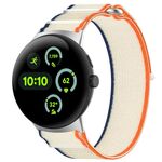 Per Google Pixel Watch 3 45mm Cinturino in nylon intrecciato con chiusura a strappo (arancione bianco crema)