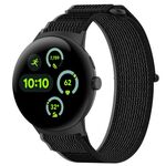 Per Google Pixel Watch 3 45mm Cinturino in nylon intrecciato con chiusura a strappo (nero grigio)