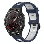 Cinturino in silicone bicolore verticale da 22 mm per Garmin Forerunner 255 Music (blu notte + bianco)